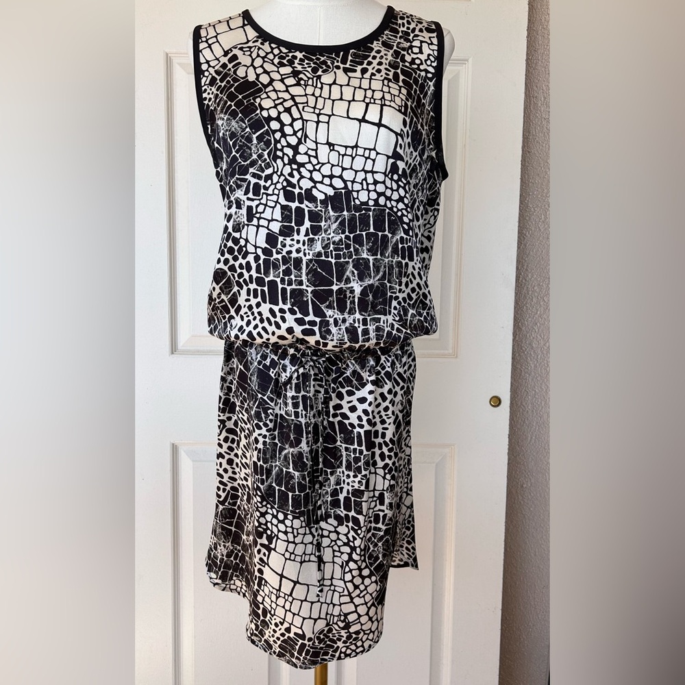 Vince Brand Silk Animal Print Drop Waist‎ Dress Sleeveless Size 10